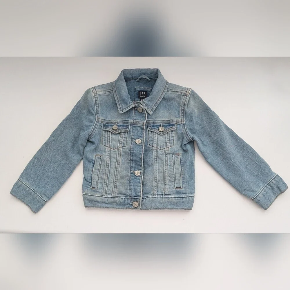 GAP Kids (XS) Unisex Whitewashed/Distressed Light Blue Denim/Jean Jacket